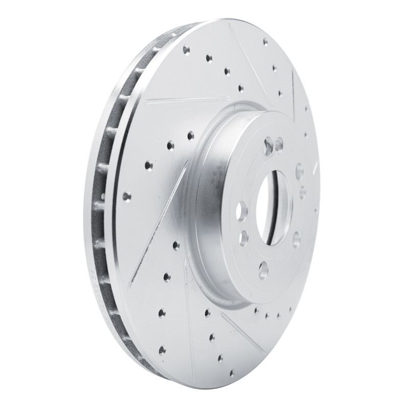 Mercedes-Benz GLE350 Brake Rotor (1) - Front Right - R1 Concepts - Drilled & Slotted - Silver - `20-`23